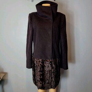 Vtg Tahari Brown Faux Fur‎ Coat Jacket Sz 14 Retro Old Money Winter Luxury